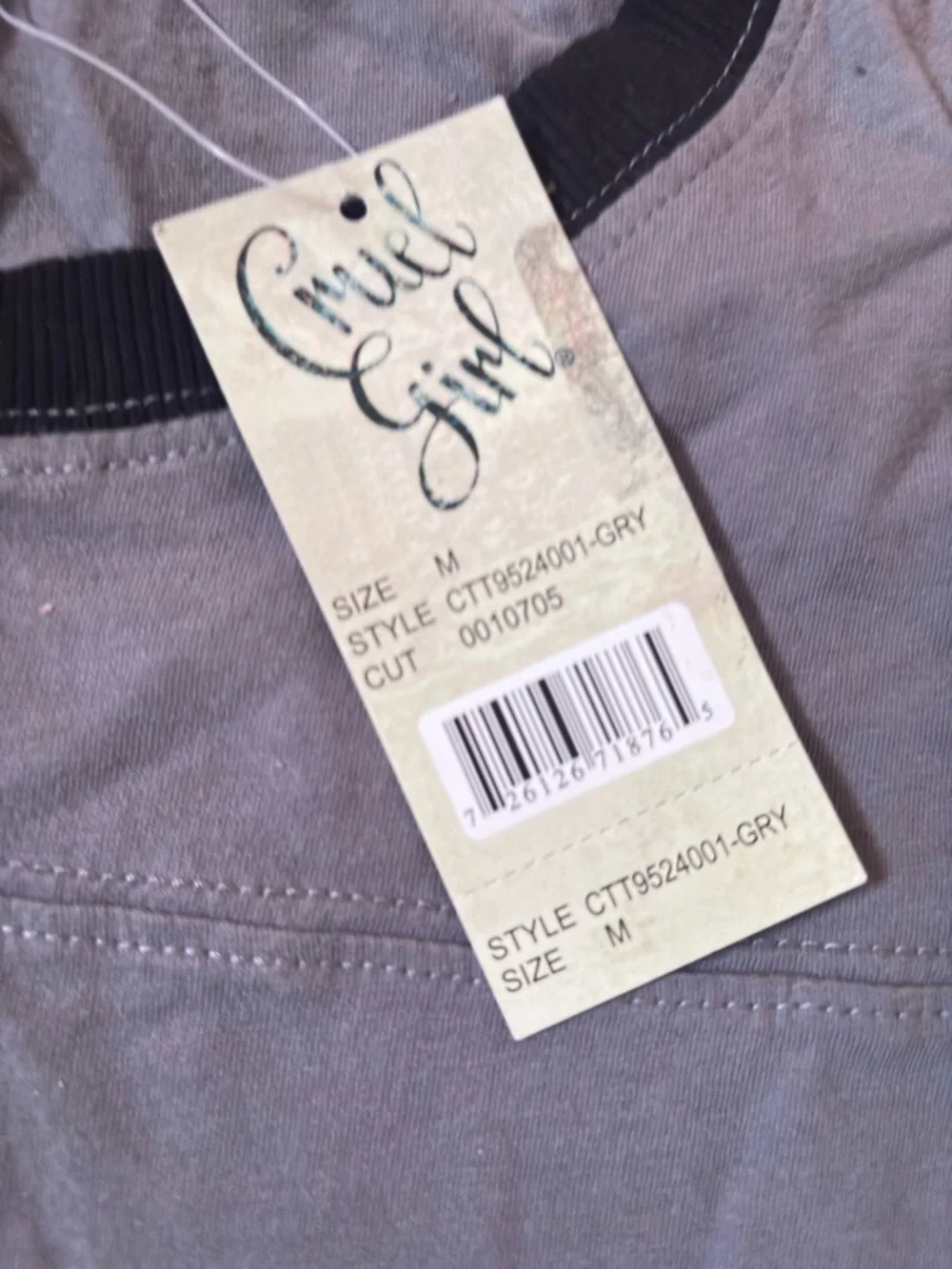 Cruel Girl Gray Short Sleeve Tee with Purple Splash Graphic - Picture 4 of 6